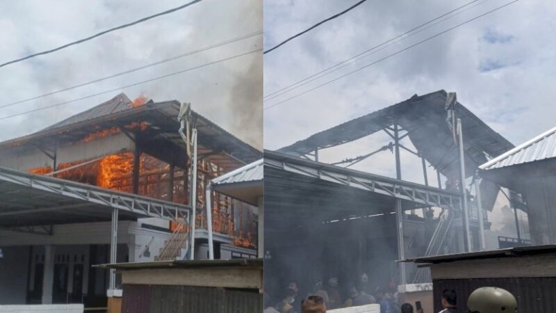Kolase foto rumah saat terbakar dan setelah padam di Pekon Gunung Sugih, Kecamatan Balik Bukit, Kabupaten Lampung Barat, pada Kamis siang, 10 April 2025 | Dok. Istimewa.