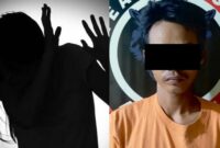 Kolase foto ilustrasi penganiayaan istri di Lampung Tengah dan tersangka yang ditangkap polisi, Jumat 11 April 2025 |