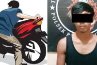 Kolase foto ilustrasi Curanmor dan tersangka Centeng setelah ditangkap, Jumat 11 April 2025 |