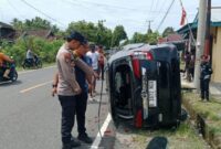 Polisi saat mendatangi TKP Kecelakaan di Pekon Balai Kencana, Krui Selatan, Pesisir Barat, Kamis 17 April 2025 |