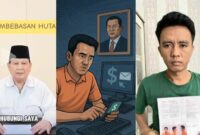 Kolase foto deepfake Presiden RI dan ilustrasi penipuan online serta terdakwa yang akan segera memasuki tahap persidangan | dok. inet/kejarilamteng.