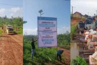 Kolase foto saat mobil truk masih melintas dan banner pemberitahuan pembangungan jembatan, Rabu 14 Mei 2025 serta pada saat terjadi mobil amblas beberapa bulan lalu | Dok. Ist.