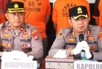 Kapolres Lampung Tengah AKBP Alsyahendra saat memimpin Konferensi Pers, Jumat 16 Mei 2025 | Dok. Humas Polres Lampung Tengah.