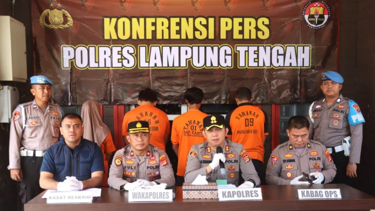 Kapolres Lampung Tengah AKBP Alsyahendra saat memimpin Konferensi Pers, Jumat 16 Mei 2025 | Dok. Humas Polres Lampung Tengah.
