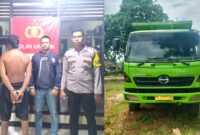 Kolase foto tersangka yang ditangkap polisi dan barang bukti truk yang sparepartnya ditukar lalu dijual tersangka | Dok. Humas Polres Lampung Timur.