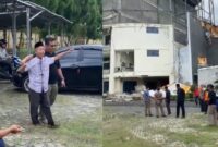 Mualim Taher Salah Satu Tokoh Pendiri Pesawaran saat meluapkan Kekecewaan Ambruknya Atap DPRD meski Sekretaris DPRD Pesawaran, Toto Sumedi meredamnya, Jumat 23 Mei 2025 | Dok. Tangkapan Layar Video.