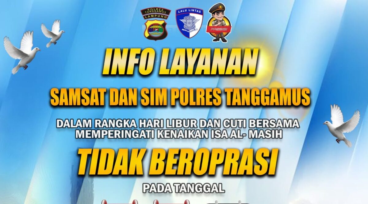 Flyer informasi pelayanan Samsat dan Satpas SIM Polres Tanggamus |
