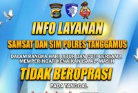 Flyer informasi pelayanan Samsat dan Satpas SIM Polres Tanggamus |