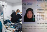 Kolase foto saat petugas medis melakukan penanganan almarhum Sagiyem Karyo Dikromo dan paspor Kasminah Kusnan Halim, setelah dinyatakan meninggal dunia.
