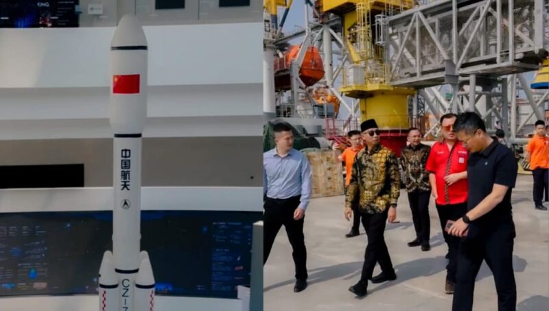 Kolase foto satelit dan saat Gubernur Lampung berkunjung ke Tiongkok, Jumat 30 Mei 2025 | Dok. Diskominfotik Pemprov Lampung.