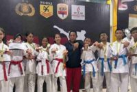 Atlet Karate Tanggamus saat mengikuti event kejuaraan Polri |