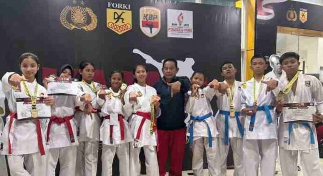Atlet Karate Tanggamus saat mengikuti event kejuaraan Polri |