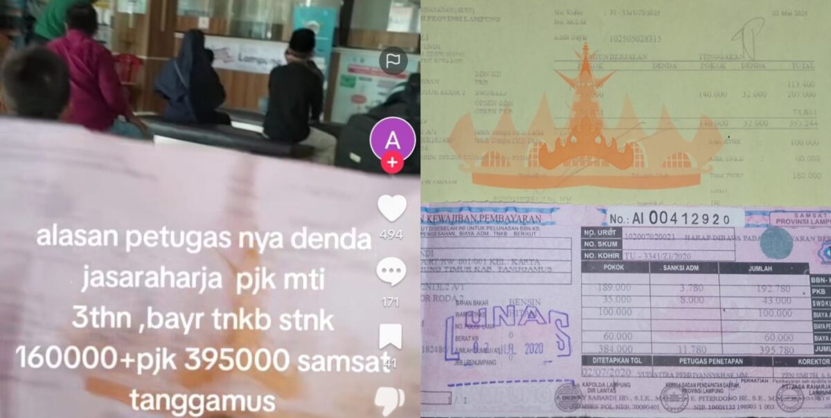 Kolase foto tangkapan layar video keluhan wajib pajak dan pembayaran pajak pemutihan serta copy notes terdahulu motor BE 3341 ZI | Dok. Istimewa.