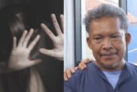 Kolase foto ilustrasi pencabulan anak dan tersangka MM yang ditangkap Polsek Panjang | Dok. Humas Polresta Bandar Lampung.