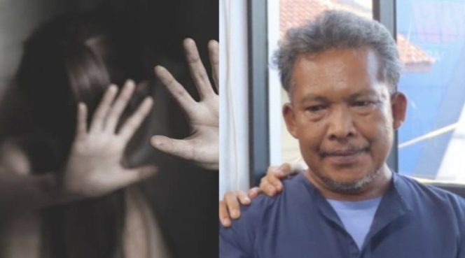 Kolase foto ilustrasi pencabulan anak dan tersangka MM yang ditangkap Polsek Panjang | Dok. Humas Polresta Bandar Lampung.