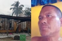 Kolase foto rumah Kakam yang dibakar massa dan video Suryadi yang viral memprotes dugaan pemalsuan tanda tangan beras bansosnya | Ist.