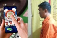 Kolase foto ilustrasi Judi Slot dan tersangka yang ditangkap Polsek Sukoharjo, Jumat 30 Mei 2025 | Ist.