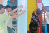 Dinas Perikanan Kabupaten Tanggamus saat memasang pengumuman di area publik Kota Agung, Tanggamus, Senin 2 Juni 2025 |