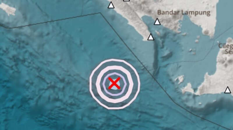 Titik lokasi gempa yang terjadi pada hari Rabu, 4 Juni 2025 01:42:11 WIB | Dok. Stasiun Geofisika Lampung Utara.