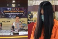 Kolase foto konferensi pers Kapolres Pringsewu dan tersangka yang berhasil ditangkap, Kamis 5 Juni 2025 | Dok. Humas Polres Pringsewu.