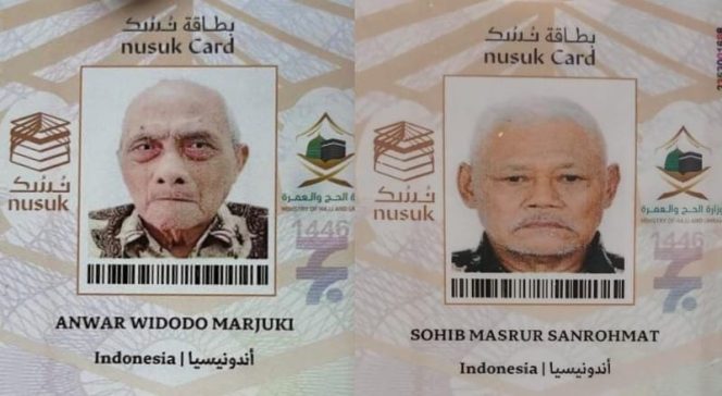 Kolase foto dua jamaah haji yang meninggal di tanah suci yakni Anwar Widodo Marjuki asal Pringsewu dan Sohib Masrur Sanrohmat asal Lampung Barat |