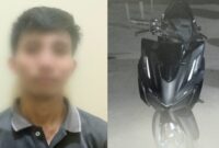 Kolase foto tersangka RK dan sepeda motor korban yang berhasil diamankan Polsek Pugung | Dok. Humas Polres Tanggamus.
