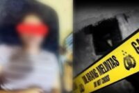 Kolase foto, wanita yang tewas di Hotel Lampung Utara yang fotonya beredar dan ilustrasi garis penyelidikan polisi.