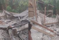 Kolase foto rumah warga yang ambruk diterjang puting beliung di Dusun Cempaka Kopong, Pekon Tanjung Jaya, Kecamatan Limau, Kabupaten Tanggamus, pada Sabtu (14/6/2025) sekitar pukul 14.30 WIB. 