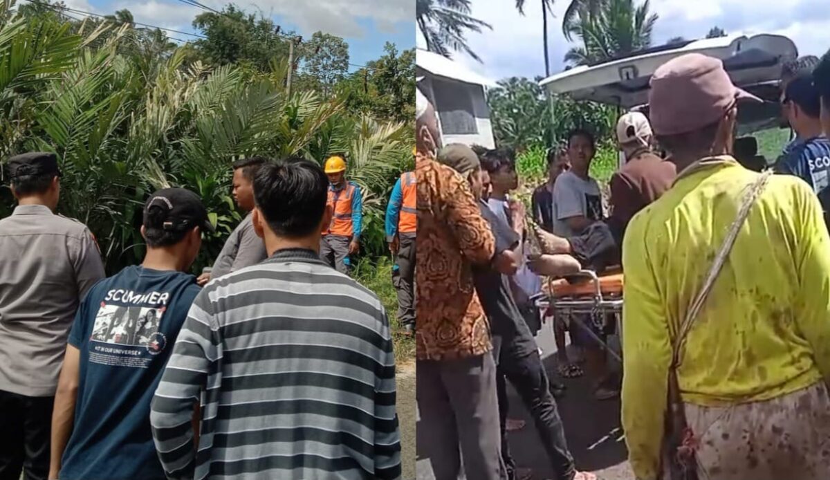 Kolase foto saat polisi melakukan olah TKP bersama PLN dan saat korban dievakuasi ke mobil ambulance, Jumat 20 Juni 2025 | Dok. Ist.