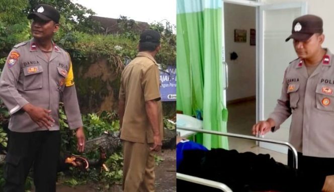Polisi saat melakukan pemeriksaan TKP saat melihat korban dalam penangananan medis, Senin 23 Juni 2025 |