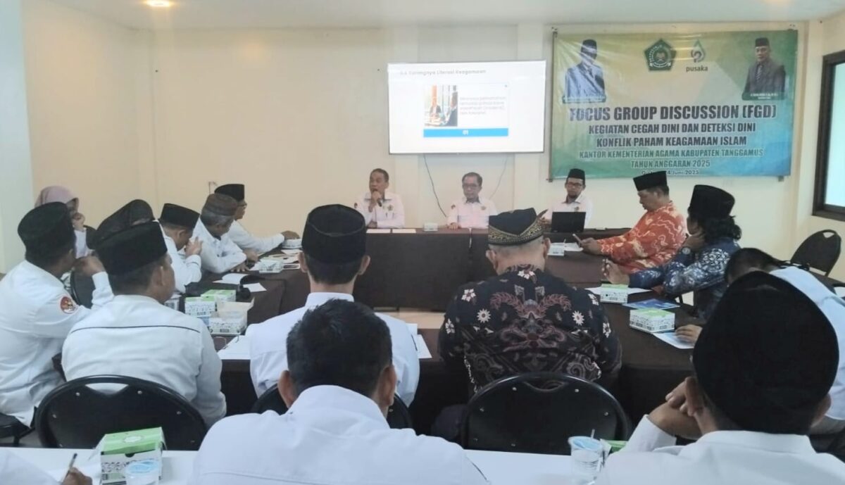 FGD Kemenag Tanggamus dalam pencegahan dini konflik faham keagamaan di Aula Omah KJ Gisting, Selasa 24 Juni 2025 | Herdi/Media Prioritastv.com.