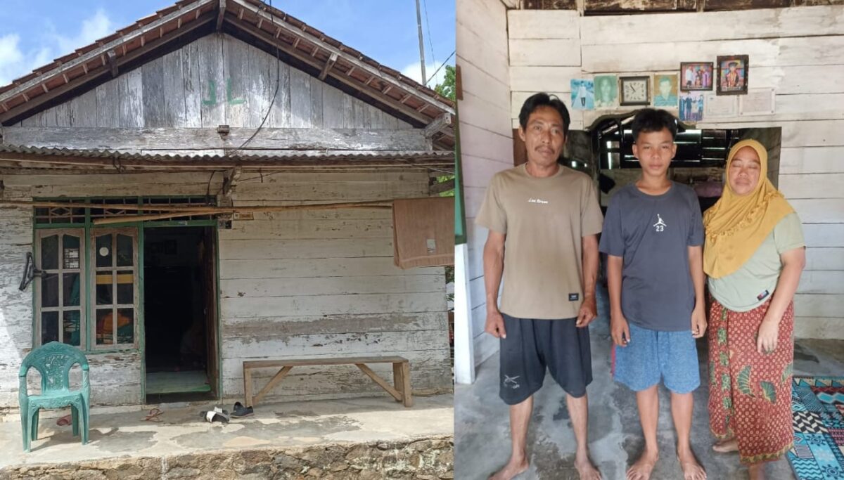 Kolase foto kediaman Arpin Azhari dan saat ia foto bersama ayah serta ibunya, Selasa 24 Juni 2025 |