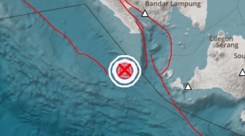 Titik gempa di laut yang terjadi di Rabu 25 Juni 2025, pukul 11.30 WIB | BMKG Lampung.