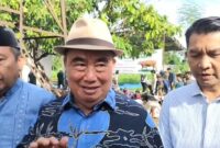 Bupati Tanggamus Moh. Saleh Asnawi saat memberikan keterangan usai memimpin pelaksanaan Kurban di Masjid Islamic Center, Kota Agung, Tanggamus, Sabtu 7 Juni 2025 | Herdi/Media Prioritastv.com.