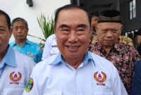 Bupati Tanggamus Moh. Saleh Asnawi saat menyampaikan keterangan pers usai membuka Musorkablub KONI Tanggamus di Hotel Royal Gisting, Kamis 19 Juni 2025 | Herdi/Media Prioritastv.com.
