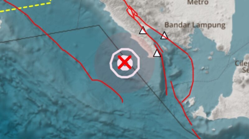Titik gempa yang mengguncang Tanggamus pagi ini, Selasa 24 Juni 2025 | Dok. BMKG Lampung.