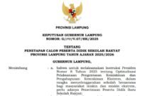 Keputusan Gubernur Lampung tentang Penetapan Calon Peserta Sekolah Rakyat Provinsi Lampung.