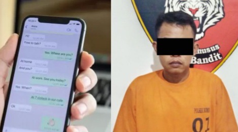 Kolase foto ilustrasi perkenalan Facebook dan tersangka penipuan yang ditangkap Polsek Rumbia Lampung Tengah, Minggu 1 Juni 2025 |