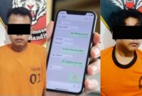 Kolase foto tersangka utama WT, ilustrasi penipuan dan tersangka penadahan motor hasil kejahatan.