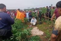 Polisi saat melakukan identifikasi temuan mayat di Kampung Tri Darma Wira Jaya, Banjar Agyng, Tulang Bawang, Minggu 1 Juni 2025 |