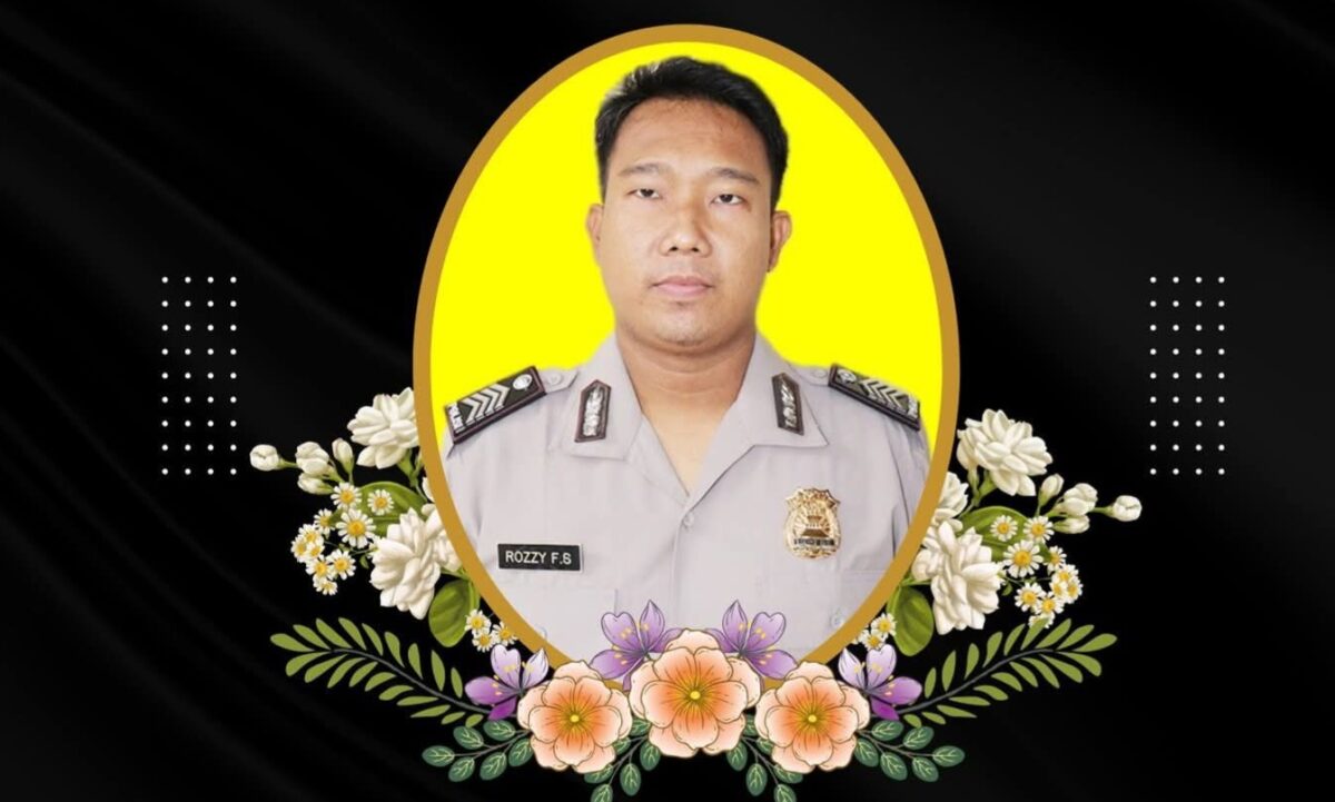 Flyer informasi meninggalnya Bripka Rozzi Firmansyah, Anggota Polsek Pringsewu Kota | Dok. Humas Polres Pringsewu.