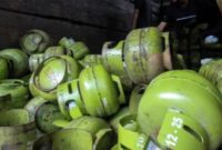 Ilustrasi tabung gas LPG 3 kilogram kosong akibat  kelangkaan di Kota Agung, Tanggamus |