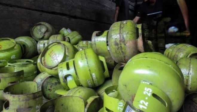 Ilustrasi tabung gas LPG 3 kilogram kosong akibat kelangkaan di Kota Agung, Tanggamus |