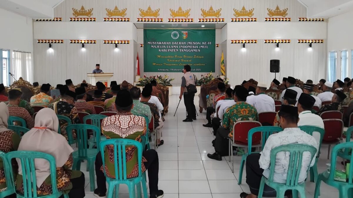 Bupati Tanggamus Moh. Saleh Asnawi saat memberikan sambutan di Musda ke 61 MUI Tanggamus di Aula Islamic Center Kota Agung, Kamis 3 Juli 2025 | Herdi/Media Prioritastv.com.