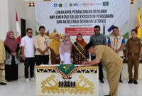 Bunda Literasi Kabupaten Tanggamus, Dra. Hj. Siti Mahmudah Saleh Asnawi, M.Pd., dalam Lokakarya Perancangan Bersama Implementasi Solusi Ekosistem Pendidikan dan Akselerasi Gerakan Literasi hari ini, Selasa 8 Juli 2025.