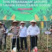 Kapolres Tanggamus AKBP Rahmad Sujatmiko saat memimpin tanam jagung di Pekon Gisting Atas, Kecamatan Gisting, Rabu 9 Juli 2025 | Asrul Ariski/Media Prioritastv.com.