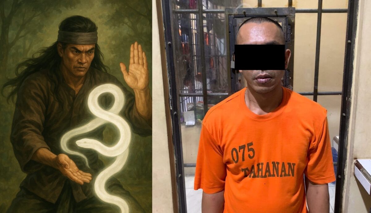Kolase foto ilustrasi pemilik kesaktian ilmu belut putih dan tersangka yang ditangkap polisi, Rabu 9 Juli 2025 |
