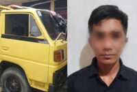 Kolase foto mobil korban yang berhasil ditemukan dan tersangka U yang ditangkap tim gabungan kemarin Jumat 11 Juli 2025 | Dok. Humas Polres Pringsewu.