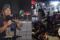 Kolase foto kehadiran kreator TikTok dan ramainya   taman Soekarno, Kota Agung Tanggamus menjadi magnet warga menghabiskan akhir pekan, Sabtu 12 Juli 2025, malam | Herdi/Media Prioritastv.com.