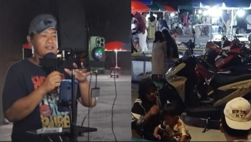 Kolase foto kehadiran kreator TikTok dan ramainya taman Soekarno, Kota Agung Tanggamus menjadi magnet warga menghabiskan akhir pekan, Sabtu 12 Juli 2025, malam | Herdi/Media Prioritastv.com.